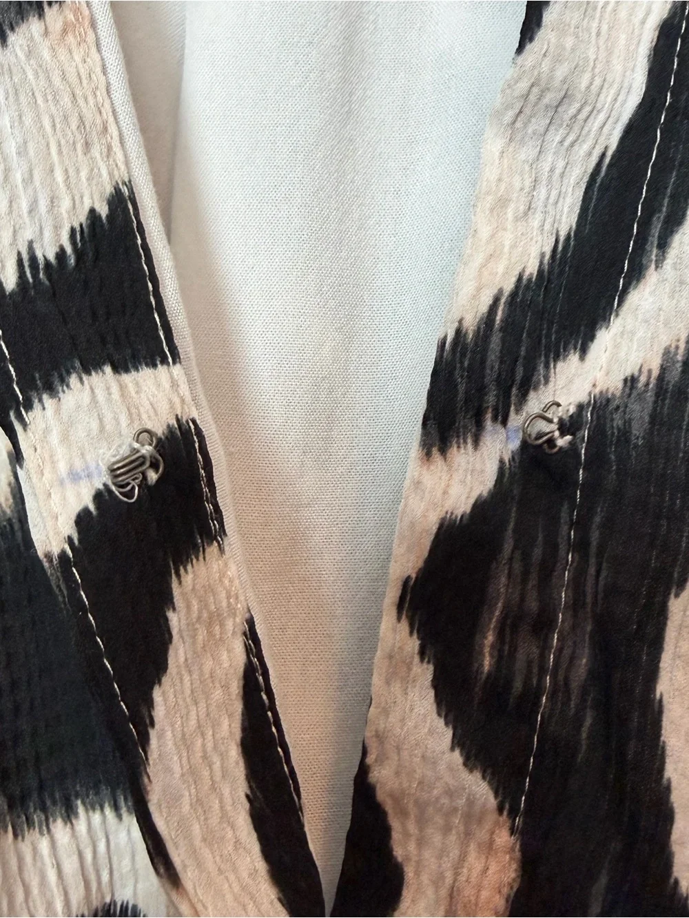 Anthropologie Zebra-Print Long-Sleeve Wrap Dress - Black & White - Picture 9 of 9